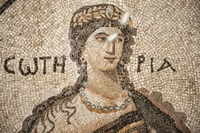 Framed Print : Soteria Roman mosaic, 5th cent AD, Hatay Archaeology Museum, Antioch, Hatay province, Southwest Turkey, Anatolia, Turkey, Asia Minor, Eurasia Framed Print : Soteria Roman mosaic, 5th cent AD, Hatay Archaeology Museum, Antioch, Hatay province, Southwest Turkey, Anatolia, Turkey, Asia Minor, Eurasia