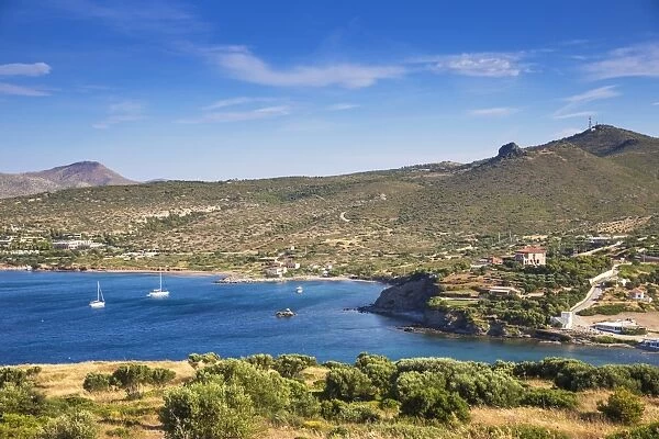 Sounio Bay, to the left is the Grecotel Exclusive Resort, Cape Sounion, near Athens