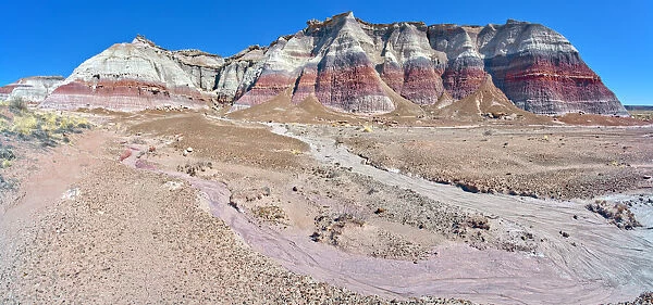 South side of Damnation Mesa on the north end of Devils Playground in Petrified Forest National Park, Arizona, United States of America, North America
