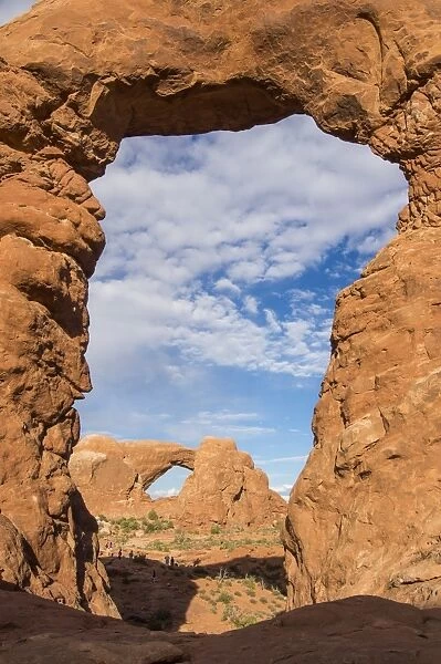 South Window Arch seen through Turret Arch, Arches National Park, Utah, United States of America, North America