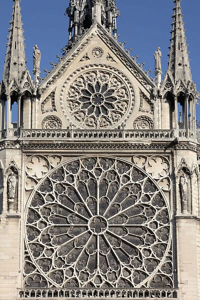 Southern facade of Notre-Dame de Paris cathedral, Paris, France, Europe