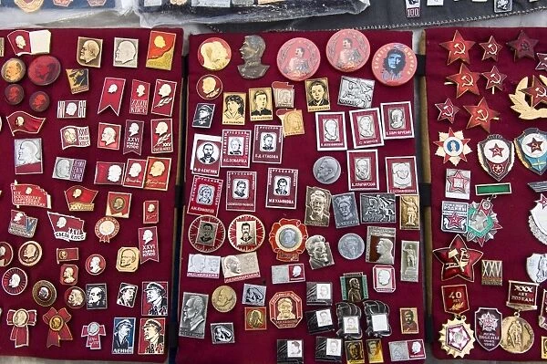 Souvenir badges of the Soviet Republic communist era, Moscow, Russia, Europe