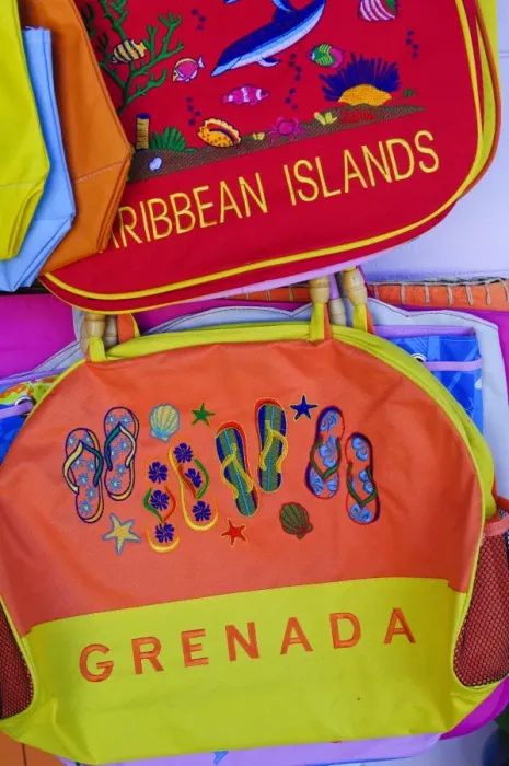 Framed Print : Souvenirs at Grand Anse Craft and Spice Market, Grenada, Windward Islands