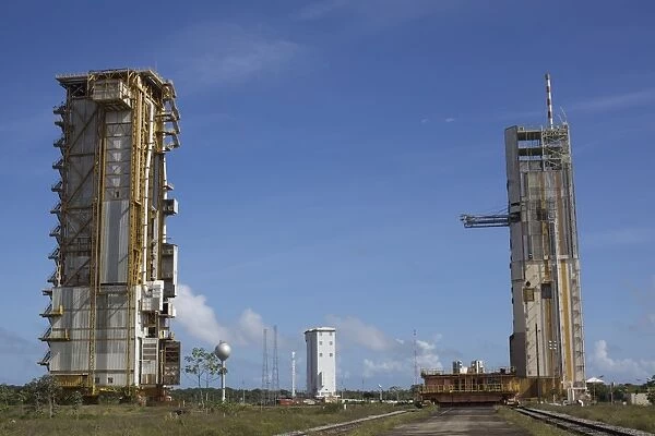 In the space center of Kuru, a rocket booster of the third system Ariane
