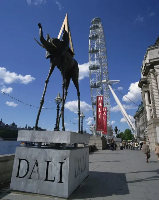 Framed Print : The Space Elephant by Salvador Dali beside the London Eye, London, England Framed Print : The Space Elephant by Salvador Dali beside the London Eye, London, England
