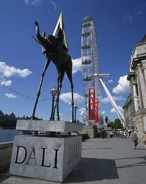 The Space Elephant by Salvador Dali beside the London Eye, London, England