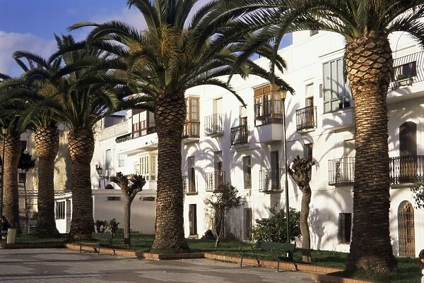 Spanish architecture and palm trees