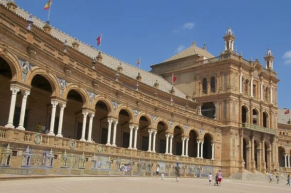 Spanish Pavilion, Plaza de Espana, Seville, Andalusia, Spain, Europe