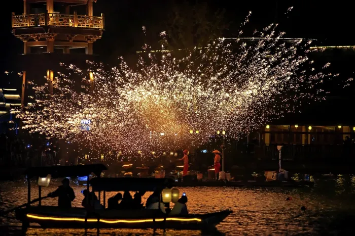 Framed Print : Spectacular Iron Flower performance in WuNvZhou Resort, Wuyuan County, Shangrao, Jiangxi Province, China Framed Print : Spectacular Iron Flower performance in WuNvZhou Resort, Wuyuan County, Shangrao, Jiangxi Province, China
