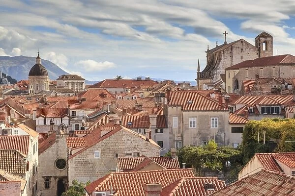 Spectacular Old Town view with unusual clouds, from City Walls, Dubrovnik, UNESCO