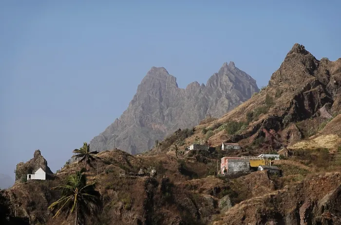 Framed Print : The spectacular scenery of the north coast and volcanic highlands of Saint Anthony, Cape Verde Framed Print : The spectacular scenery of the north coast and volcanic highlands of Saint Anthony, Cape Verde