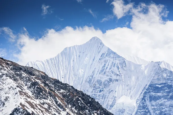 Framed Print : Spectacular View of Gangchempo Glaciated Pyramid Rising Above Snowy Slopes from Kyanjin Ri Summit in the Langtang Valley, Nepal Framed Print : Spectacular View of Gangchempo Glaciated Pyramid Rising Above Snowy Slopes from Kyanjin Ri Summit in the Langtang Valley, Nepal