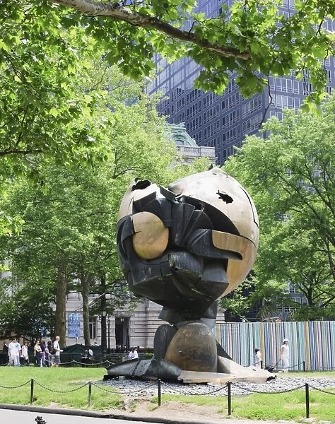 The Sphere, originally stood at the World Trade Center it was damaged during the 9 11attack