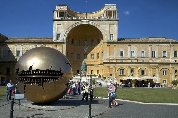 Sphere Within Sphere, in the Cortile della Pigna, by Arnaldo Pomodoro, 1990, Vatican Museum, Rome, Lazio, Italy, Europe