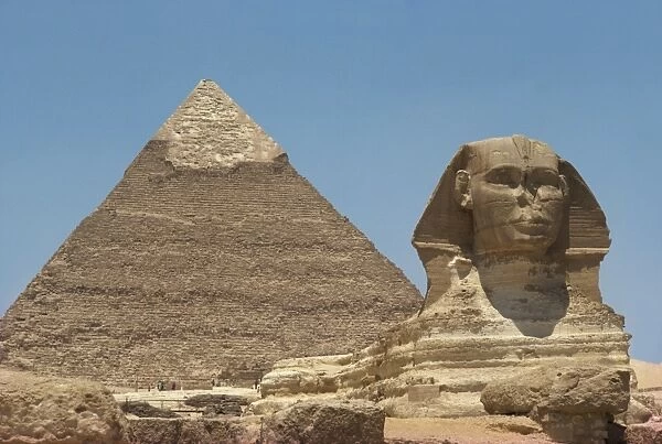 The Sphinx and one of the pyramids at Giza, UNESCO World Heritage Site