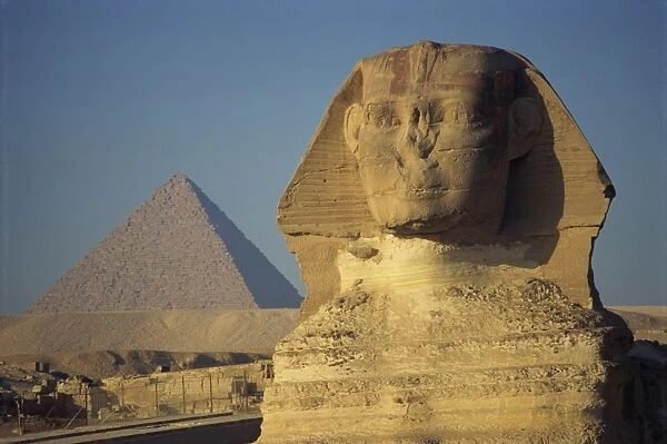 The Sphinx and one of the pyramids at Giza, UNESCO World Heritage Site