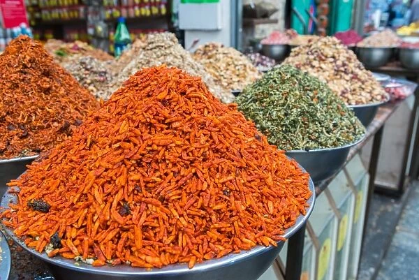 Spices and fruits in a traditional market in Jerusalem, Israel, Middle East