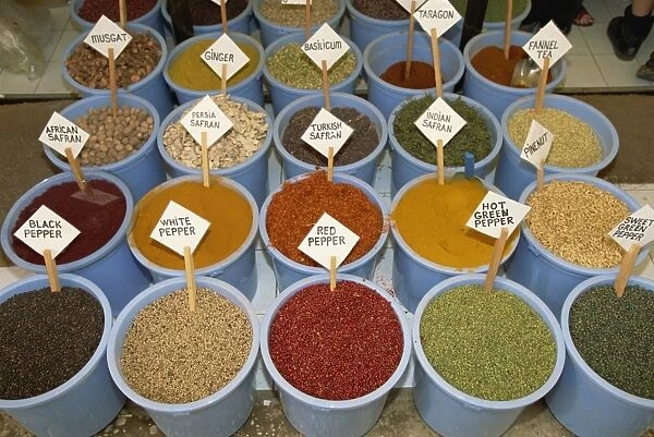Spices for sale in the market, Kas, Anatolia, Turkey, Asia Minor, Eurasia