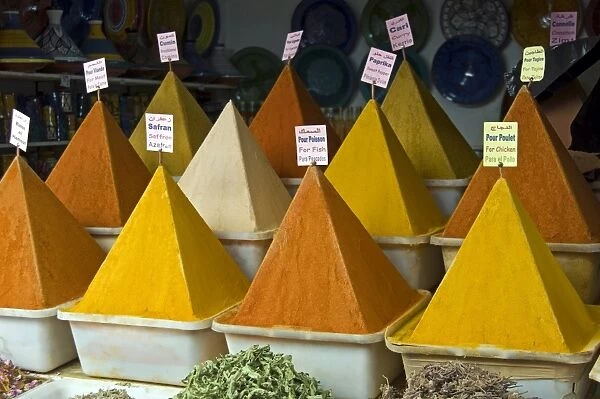 Spices for sale in the Old City, Essaouira, Morocco, North Africa, Africa