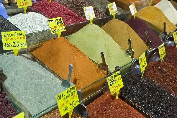 Spices for sale, Spice Bazaar, Istanbul, Turkey, Western Asia
