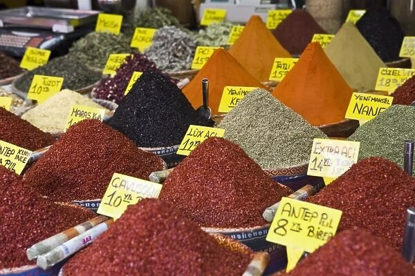 Spices for sale, Spice Bazaar, Istanbul, Turkey, Western Asia