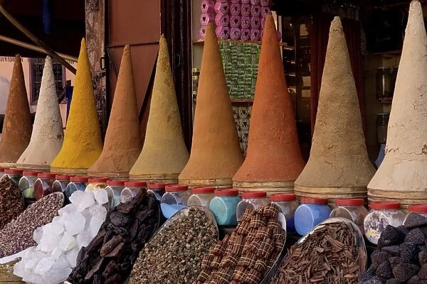 Spices in the souks of the Medina, Marrakesh, Morocco, North Africa, Africa