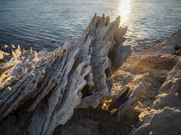 Spiked harsh rock on Antiparos Island, Cyclades, Greek Islands, Greece, Europe