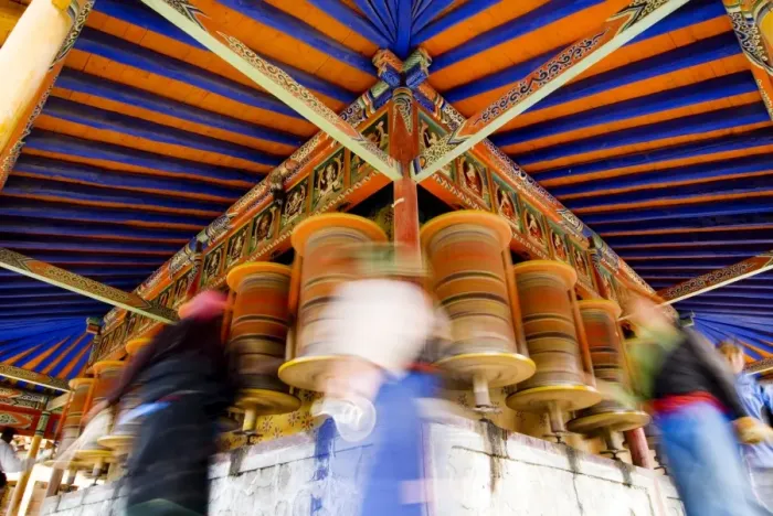 Framed Print : Spinning prayer wheels, Xiahe monastery, Xiahe, Gansu, China, Asia Framed Print : Spinning prayer wheels, Xiahe monastery, Xiahe, Gansu, China, Asia