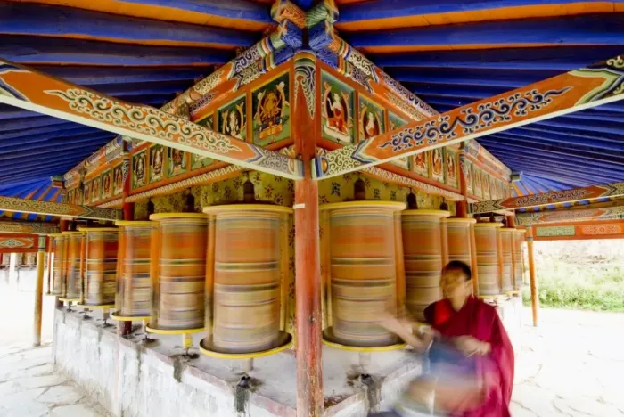 Framed Print : Spinning prayer wheels, Xiahe monastery, Xiahe, Gansu, China, Asia Framed Print : Spinning prayer wheels, Xiahe monastery, Xiahe, Gansu, China, Asia