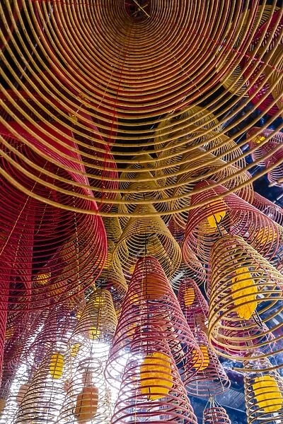 Spiral incense sticks at Ong Temple, Can Tho, Mekong Delta, Vietnam, Indochina, Southeast Asia, Asia