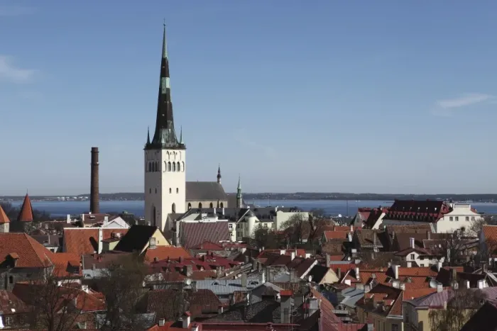 Framed Print : The spire of St Olafs Church (St Olavs Church) (Oleviste kirik) on the city skyline of Tallinn, Estonia, by the Gulf of Finland, Europe Framed Print : The spire of St Olafs Church (St Olavs Church) (Oleviste kirik) on the city skyline of Tallinn, Estonia, by the Gulf of Finland, Europe