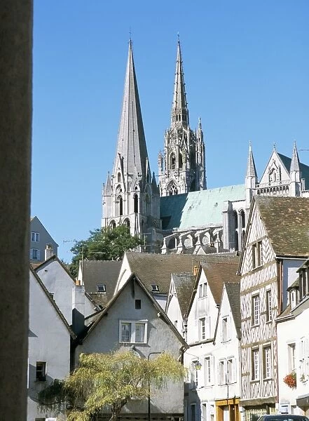 Spires of Notre Dame Cathedral, UNESCO World Heritage Site, and old town
