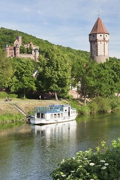 Spitzer Turm Tower, Tauber River, old town of Wertheim, Main Tauber District, Baden Wurttemberg, Germany, Europe