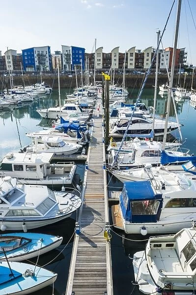 Sport boat harbour, St. Helier, Jersey, Channel Islands, United Kingdom, Europe