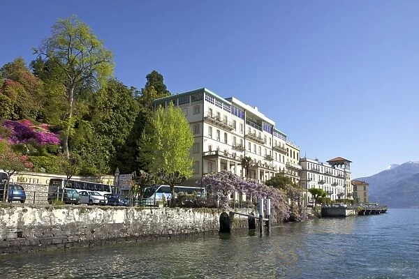 Spring sunshine on the Grand Hotel, Cadenabbia, Lombardy, Lake Como, Northern Italy, Europe