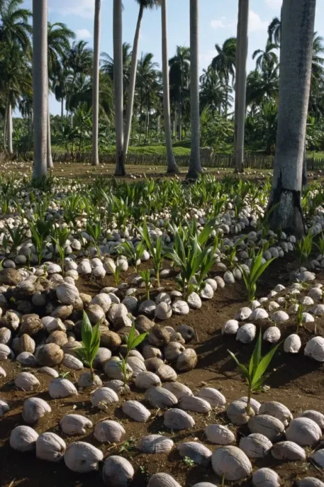 Framed Print : Sprouting coconuts and coconut palms on a plantation at Baracoa, Oriente Framed Print : Sprouting coconuts and coconut palms on a plantation at Baracoa, Oriente