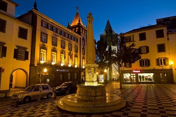 Square at night, Funchal, Madeira, Portugal, Europe