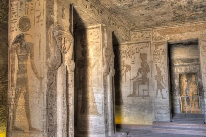 Framed Print : Square Pillars, Goddess Hathor head, Temple of Hathor and Nefertari Framed Print : Square Pillars, Goddess Hathor head, Temple of Hathor and Nefertari