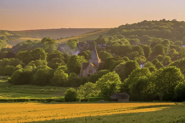 Framed Print : St Andrew's Church at twilight in Alfriston, East Sussex, England, UK Framed Print : St Andrew's Church at twilight in Alfriston, East Sussex, England, UK