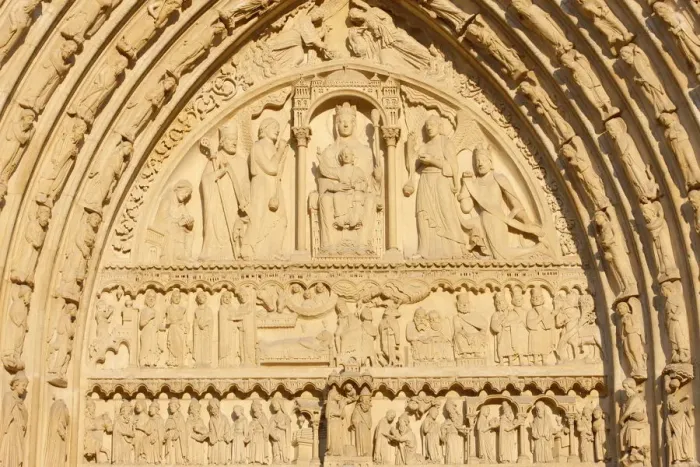 Framed Print : St. Annes gate tympanum, west front, Notre Dame Cathedral Framed Print : St. Annes gate tympanum, west front, Notre Dame Cathedral