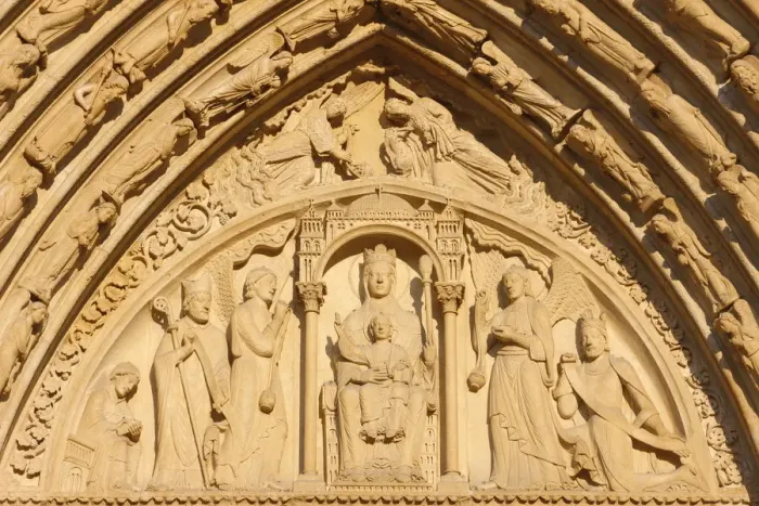 Framed Print : St. Annes gate tympanum, west front, Notre Dame Cathedral Framed Print : St. Annes gate tympanum, west front, Notre Dame Cathedral