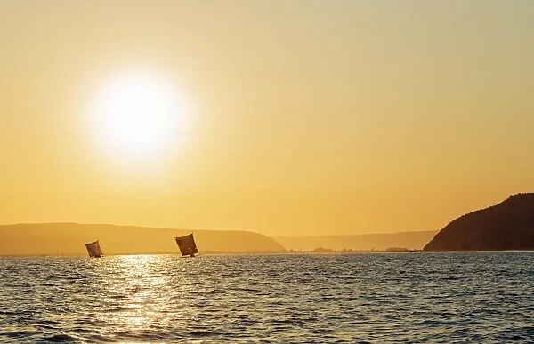 St. Augustine, sailboats on the horizon at sunrise, southern area, Madagascar, Africa