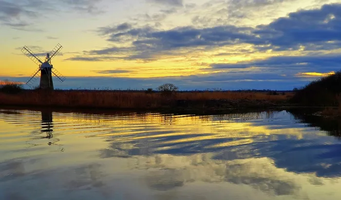 Framed Print : St. Benet's Mill and river Thurne, sunset, Norfolk Broads Framed Print : St. Benet's Mill and river Thurne, sunset, Norfolk Broads