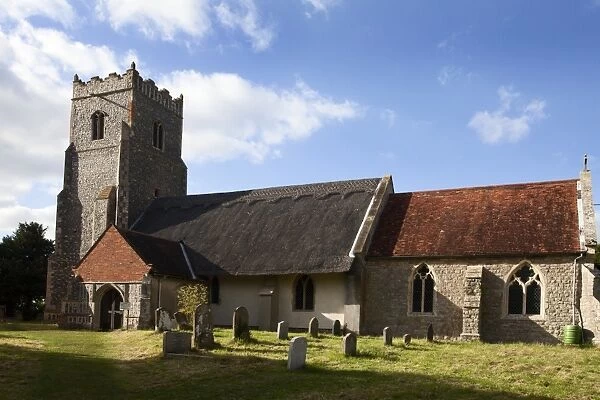 St. Botolphs Church with its thatched roof at Iken, Suffolk, England, United Kingdom, Europe
