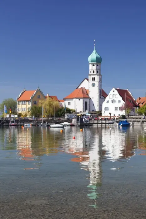 Framed Print : St Georg Church and Castle, Peninsula of Wasserburg, Lake Constance, Schwaben, Bavaria Framed Print : St Georg Church and Castle, Peninsula of Wasserburg, Lake Constance, Schwaben, Bavaria