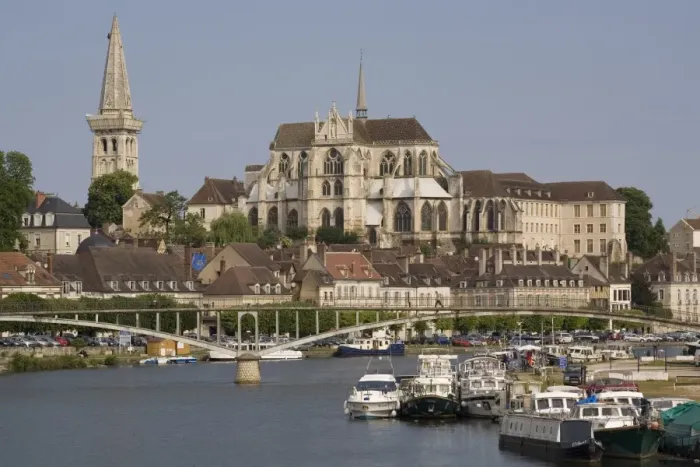 Framed Print : St. Germain church and River Yonne, Auxerre, Burgundy, France, Europe Framed Print : St. Germain church and River Yonne, Auxerre, Burgundy, France, Europe