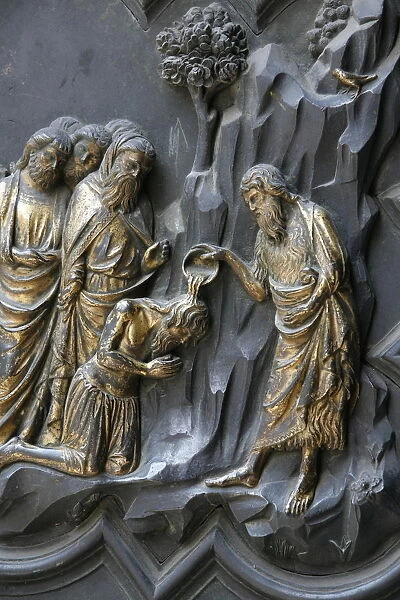 St. John the Baptist giving baptism, Baptistry of San Giovanni, Florence, Tuscany, Italy