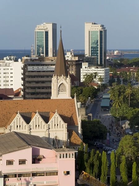 St. Josephs Cathedral and modern buildings, Dar es Salaam, Tanzania, East Africa, Africa
