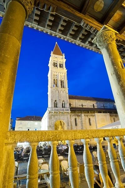 St. Lawrence Cathedral at night, Trogir, Dalmatian Coast, Croatia, Europe