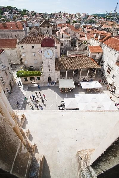 St. Lawrence Square viewed from the Cathedral of St. Lawrence, Trogir, UNESCO World Heritage Site, Dalmatian Coast, Croatia, Europe